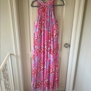 Pink and Purple multicolor Sleeveless Maxi Dress by Entro